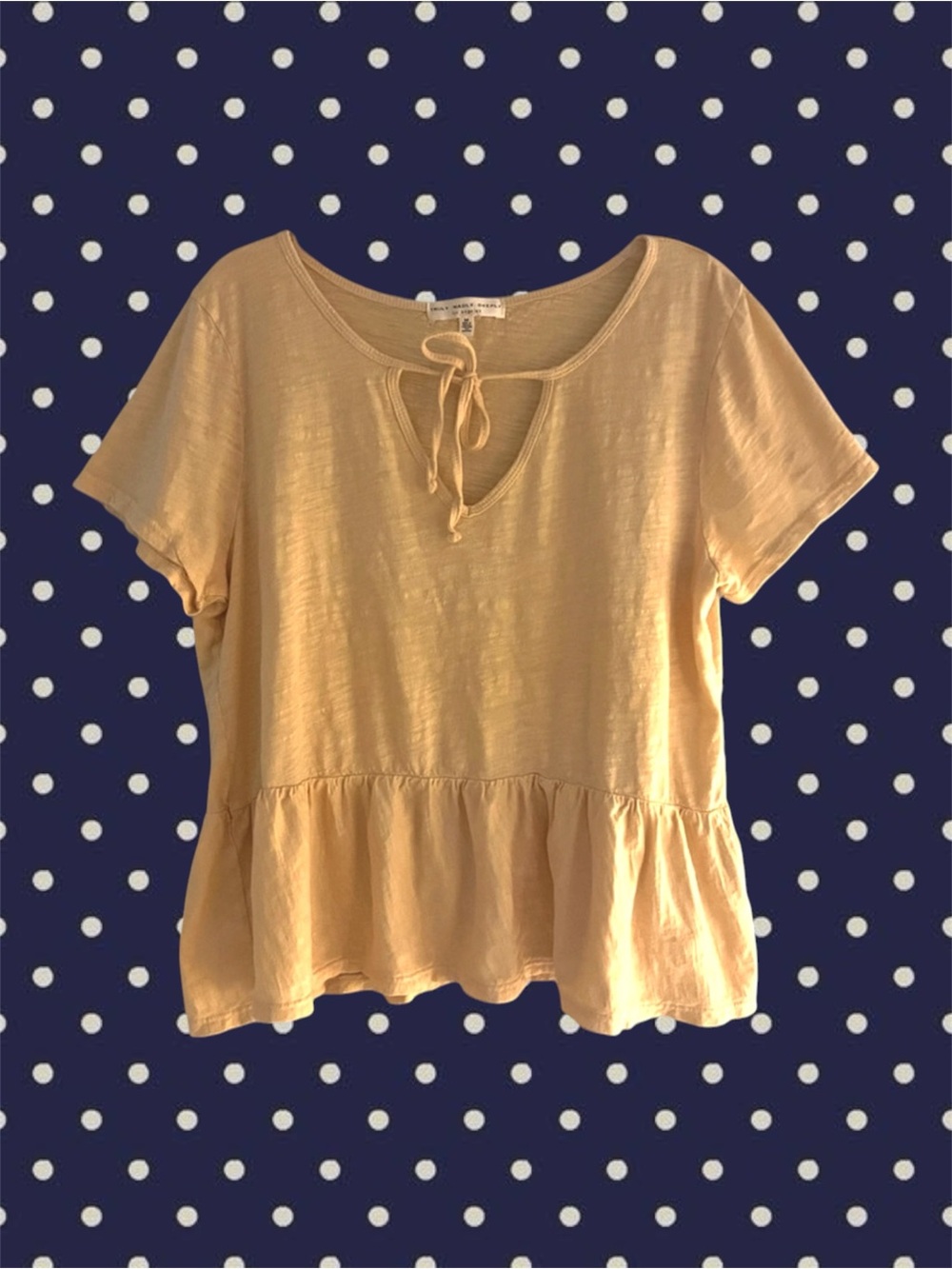 Truly Madly Deeply Pastel Yellow Short-Sleeved Peplum Top
